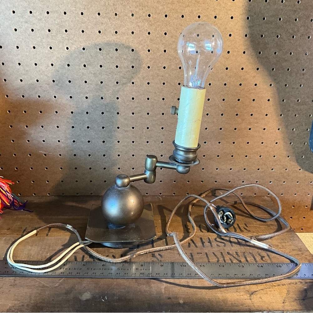 Vintage Industrial Table Lamp. Works. Cord frayed. Light bulb NOT included.